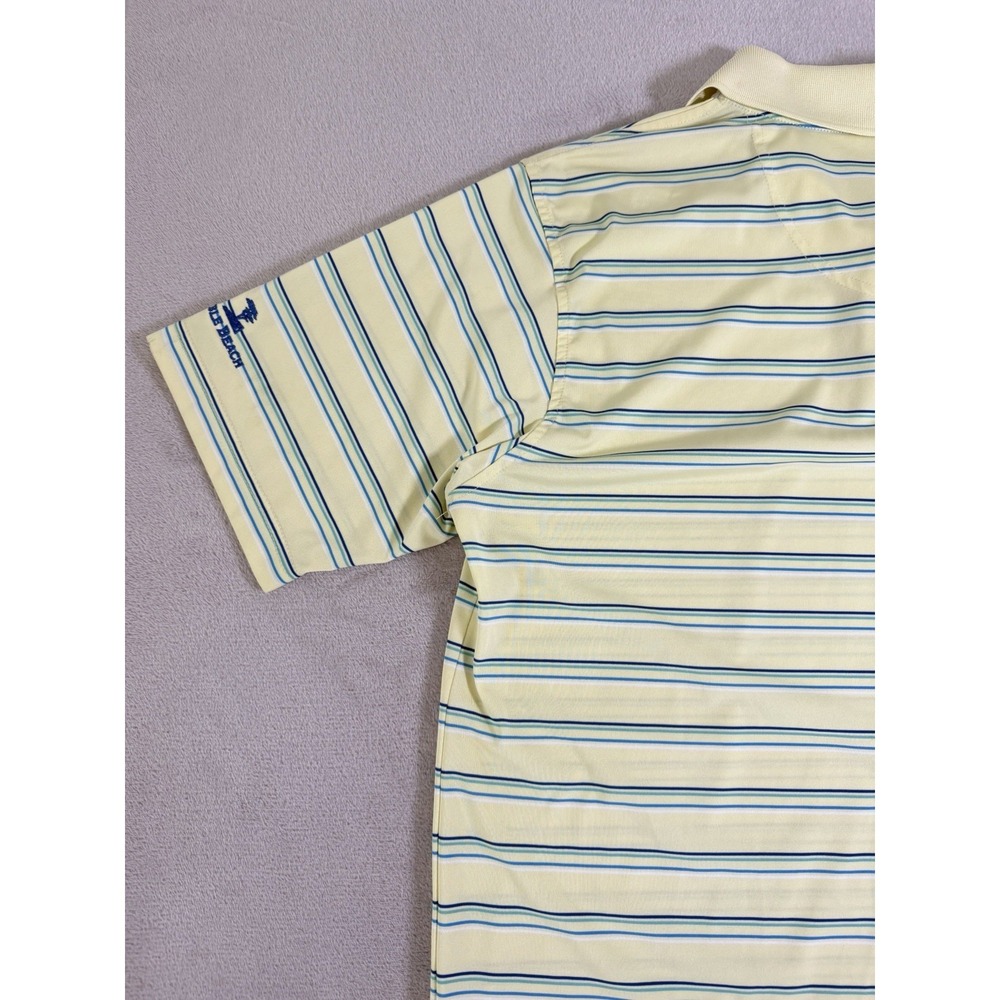 Pebble Beach Dry Luxe Performance Polo Shirt Men's Large Striped Golf Yellow - Picture 16 of 16